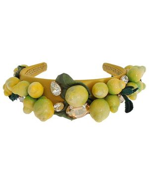 Dolce & Gabbana Lemon Headband Yellow Women Yellow Hair Accessories Dolce and Gabbana Yellow Lemon Crystal Embellished Headband  main image 3