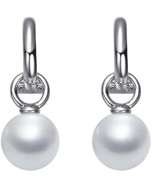 Rachel Glauber Diamond & Pearl Dangle Earrings - Metallic
