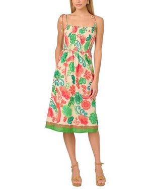 Adrianna Papell Printed Cotton Spaghetti Strap Dress - Multicolour