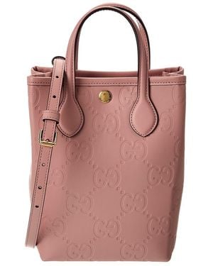 Gucci Gg Super Mini Leather Tote - Pink
