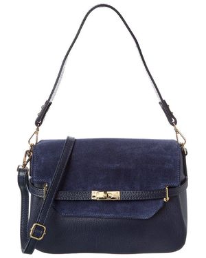 Isabella Rossetti Greta Suede & Leather Handbag - Blue