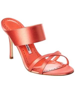 Manolo Blahnik Gueypla 90 Satin Sandal - Pink