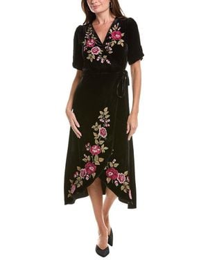 Johnny Was Mehdi Velvet Silk-Blend Wrap Dress - Black
