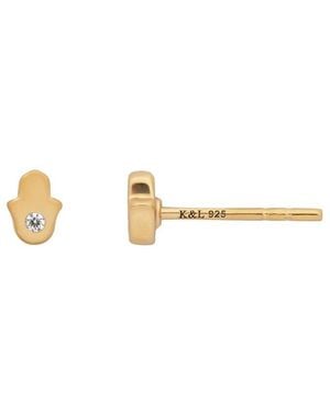 Karma and Luck Plated Stud Earrings - White
