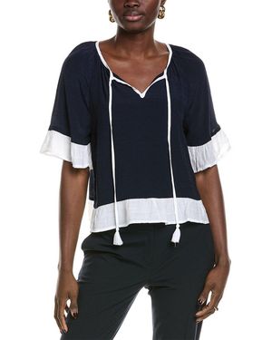 Nanette Lepore Contrast Trim Blouse - Blue