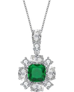 Rachel Glauber Cz Flower Necklace - Green