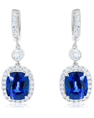 Diana M. Jewels Fine Jewellery 14K 9.56 Ct. Tw. Diamond & Sapphire Drop Earrings - Blue
