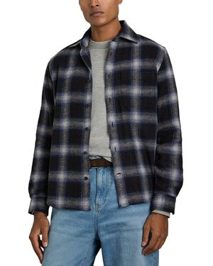 Reiss Crosby Wool Check Patch Wool-Blend Casual Shirt - Black