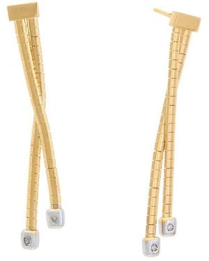 Meshmerise 18k Over Silver 0.08 Ct. Tw. Diamond Earrings - Metallic