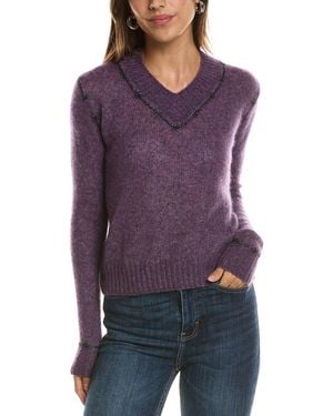 Autumn Cashmere Embroidered Seam Fitted Cashmere & Silk-Blend Jumper - Purple