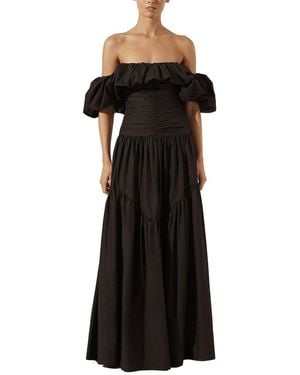 Shona Joy Maiori Off Shoulder Ruched Bodice Maxi Dress - Black