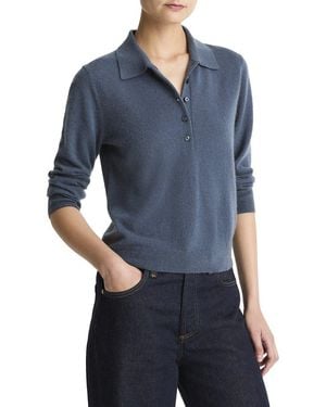 Vince Cashmere & Silk-Blend Polo Jumper - Blue
