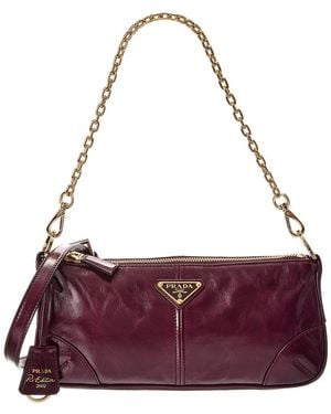 Prada Re-Edition 2002 Medium Leather Shoulder Bag - Purple