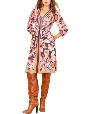 Hale Bob Angelique Long Sleeve Mini Dress - Pink