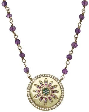 Rachel Reinhardt Jewelry 14K Over Amethyst Cz Pendant Necklace - Metallic