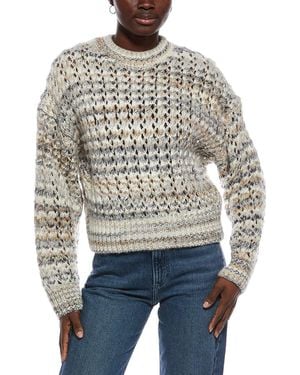 Madewell Fawn Open Stitch Stripe Wool & Alpaca-Blend Pullover - Grey