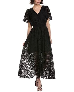 Cece Smocked Waist Flutter Sleeve Maxi Dress - Black