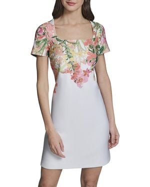 KARL LAGERFELD Printed Scuba A-Line Dress - White