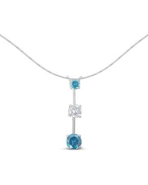 Haus of Brilliance 14K 1.50 Ct. Tw. Diamond Pendant Necklace - Blue