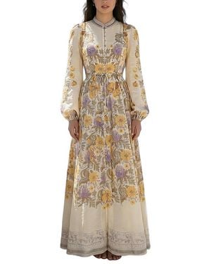 AMINA GLAM Printed Maxi Dress - Natural