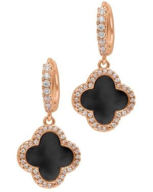 Adornia 14K Rose Plated Cover Huggie Earrings - White