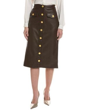 L'Agence Milann Midi Snap Front Skirt - Green