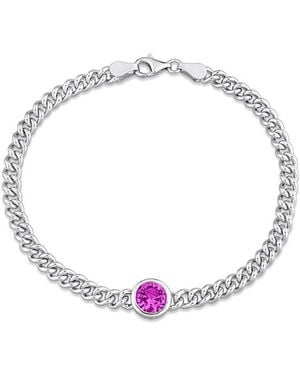 Rina Limor Silver 1.61 Ct. Tw. Created Pink Sapphire Bracelet - Metallic
