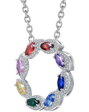 Rachel Glauber Diamond Cz Chain Necklace - Blue