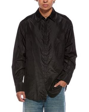 Valentino Camicia Maniche Lunghe Button Front Silk Shirt - Black