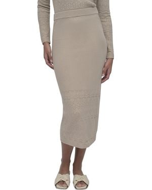 DKNY Lacey Stitch Midi Skirt With Side Slit - Gray
