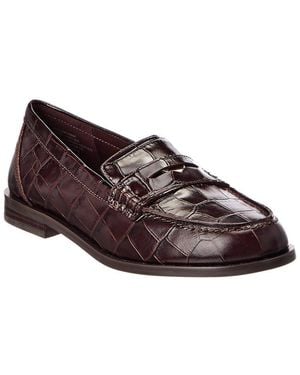Madewell Grayson Croc-Embossed Leather Penny Loafer - Brown