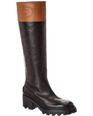 Tod's Leather Knee-High Boot - Black