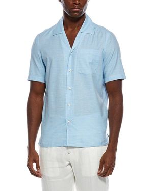 Isaia Silk-Blend Shirt - Blue