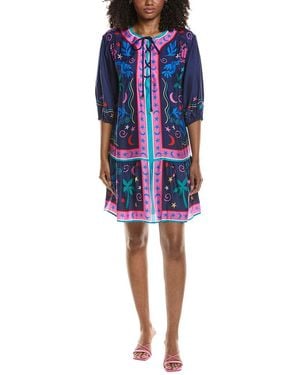Johnny Was Selena Silk-Blend Mini Dress - Blue