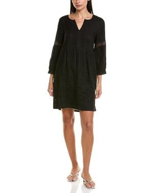 Tommy Bahama St. Lucia Split Neck Linen-Blend Mini Dress - Black