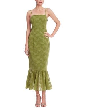Badgley Mischka Tank Pencil Ruffle Hem Dress - Green