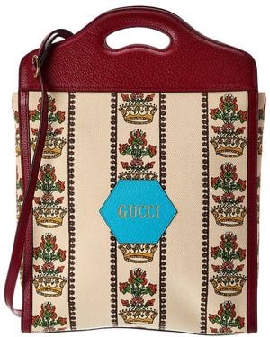 Gucci Centennial 100 Medium Canvas & Leather Tote - Red