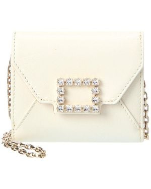 Roger Vivier Leather Wallet On Chain - Natural