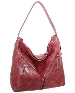 Nino Bossi Emily Hand-Dyed Vintage Leather Hobo Bag - Red