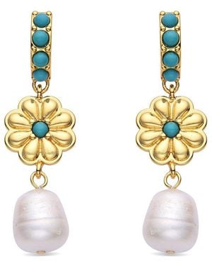 Eye Candy LA Pearl Myla Drop Earrings - Metallic