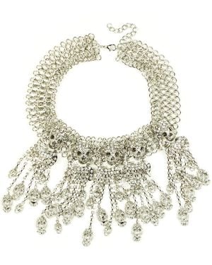 Eye Candy LA Luxe Collection Crystal Luna Skull Statement Necklace - Metallic