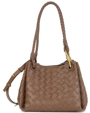 Tiffany & Fred Paris Hand-Woven Leather Shoulder Bag - Brown