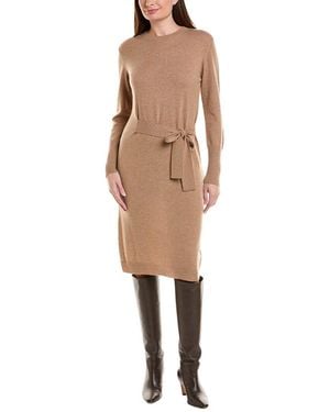 Forte Waist Tie Crewneck Wool & Cashmere-Blend Sweaterdress - Natural