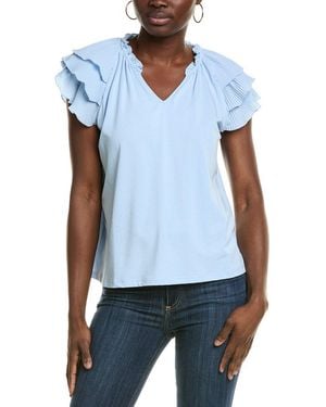 Nanette Lepore Pleated Tiered Sleeve Blouse - White