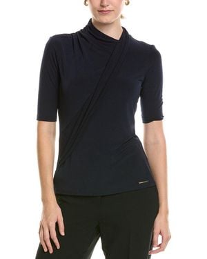 Halston Drape Front Jersey Top - Black