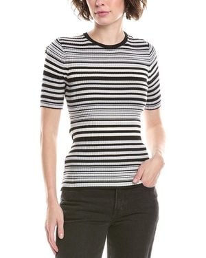 Theory Stripe Wool T-Shirt - White