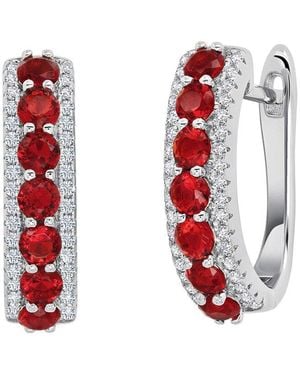 MaxColor 3.00 Ct. Tw. Lab-Grown Ruby Cz Hoop Earrings - White