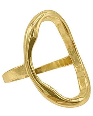 Adornia 14k Plated Hammered Ring - Metallic