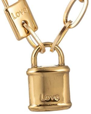 Eye Candy LA Luxe Collection 18k Plated Cz Lock Necklace - Metallic