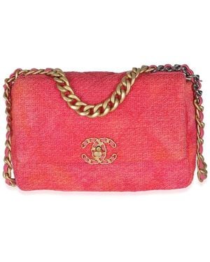 CHANEL Pink Tweed Medium 19 Flap Bag (authentic Pre-loved) - Red